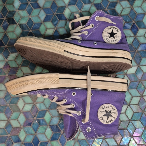 💘 Converse Purple High-Top Sneakers Mens 8 - Picture 4 of 13